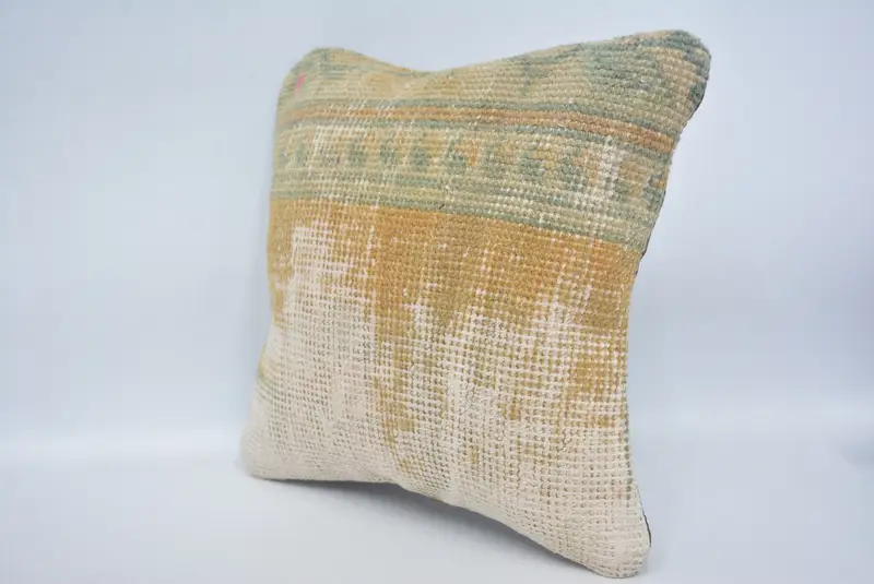 Ethnic Throw Pillow, Kilim Pillow, Pillow Case, Turkish Bench Pillow Cover, Throw Kilim Pillow, Handmade Kilim Cushion, 12x12 Orange Cushion Cover - 4