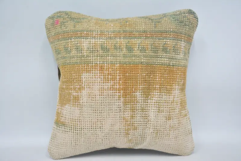 Ethnic Throw Pillow, Kilim Pillow, Pillow Case, Turkish Bench Pillow Cover, Throw Kilim Pillow, Handmade Kilim Cushion, 12x12 Orange Cushion Cover - 1
