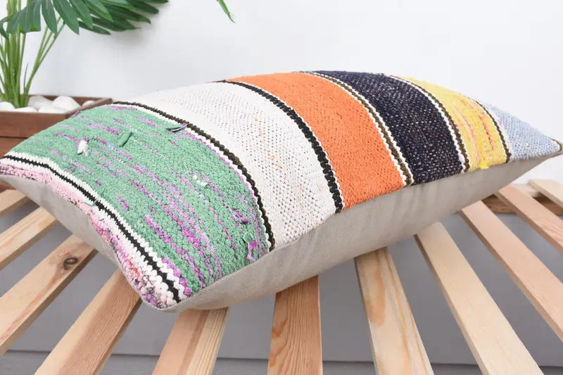 Bench Cushion Cover, Neutral Throw Pillow Sham, Cushion, 16x24 Brown Pillow Case, Car Cushion Case, Kilim Pillow, Vintage Pillow, Home Decor Pillow - 6