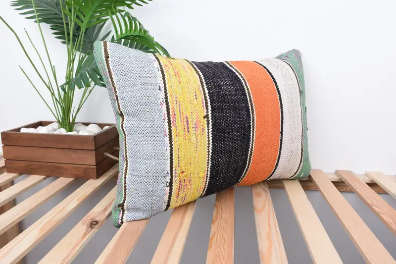 Bench Cushion Cover, Neutral Throw Pillow Sham, Cushion, 16x24 Brown Pillow Case, Car Cushion Case, Kilim Pillow, Vintage Pillow, Home Decor Pillow - 4