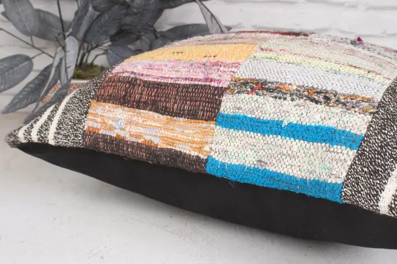 Ethnical Kilim Rug Pillow, Vintage Kilim Pillow, 20x20 Brown Cushion Cover, Throw Kilim Pillow, Bolster Cushion Cover, Pillow, Neutral Pillow Sham - 7