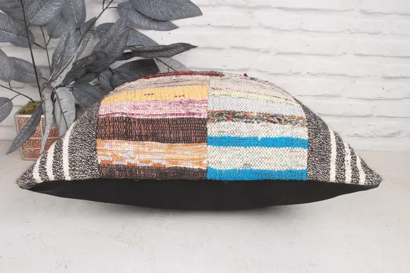 Ethnical Kilim Rug Pillow, Vintage Kilim Pillow, 20x20 Brown Cushion Cover, Throw Kilim Pillow, Bolster Cushion Cover, Pillow, Neutral Pillow Sham - 5