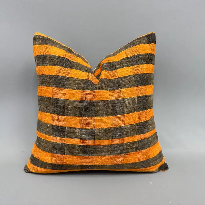 Boho Pillow, Designer Throw Pillow, Home Decor Pillow, Interior Designer Pillow, Pillow Cover, Chair Pillow Cover, 18x18 Orange Cushion Cover - 1