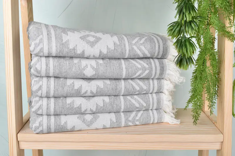 Anniversary Gift For Her, Custom Gift, Turkish Towel Bulk, Custom Name Towel, Handmade Gift, Lightweight towel, 74x40 Cotton Geometric Towel - 3