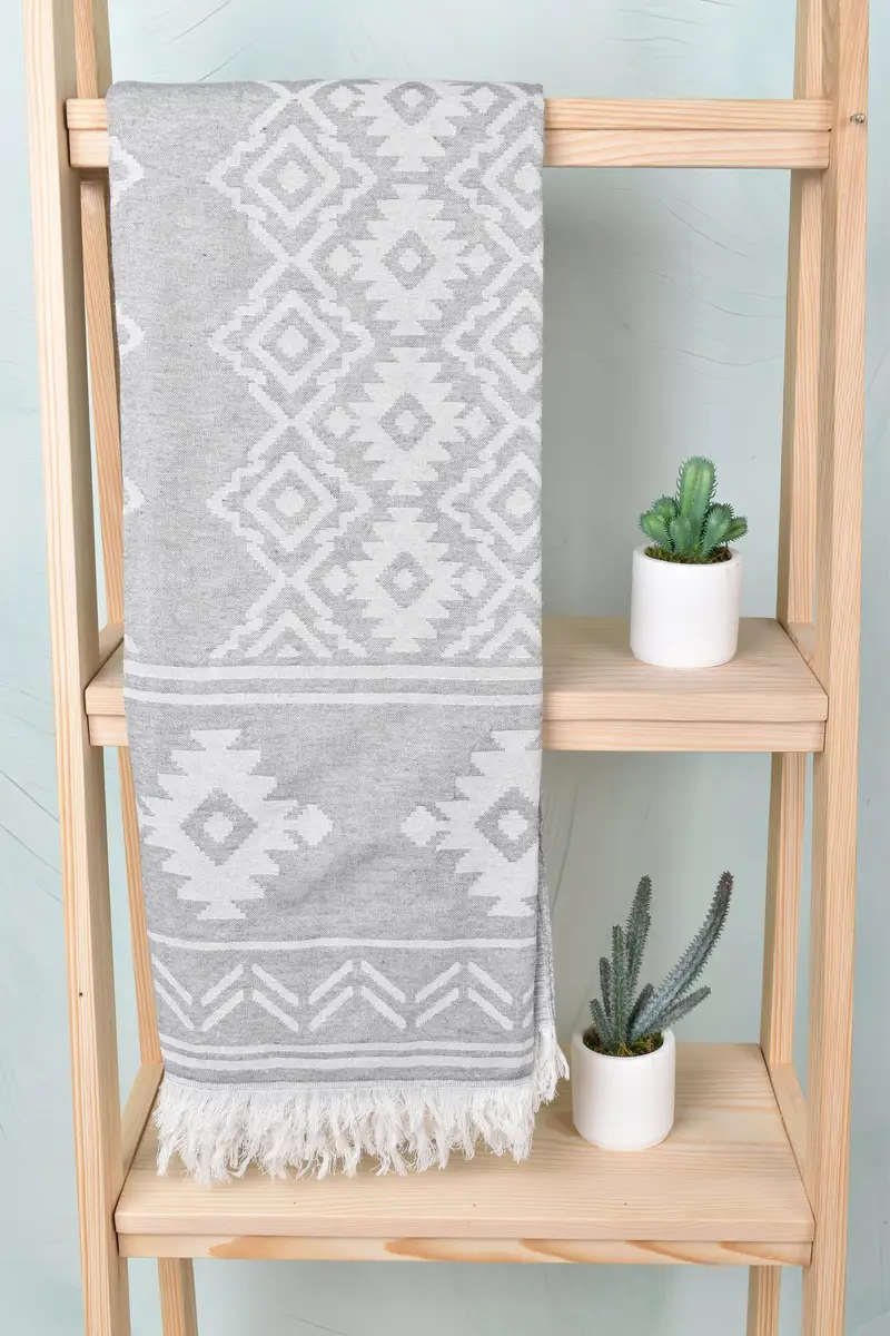 Anniversary Gift For Her, Custom Gift, Turkish Towel Bulk, Custom Name Towel, Handmade Gift, Lightweight towel, 74x40 Cotton Geometric Towel - 1