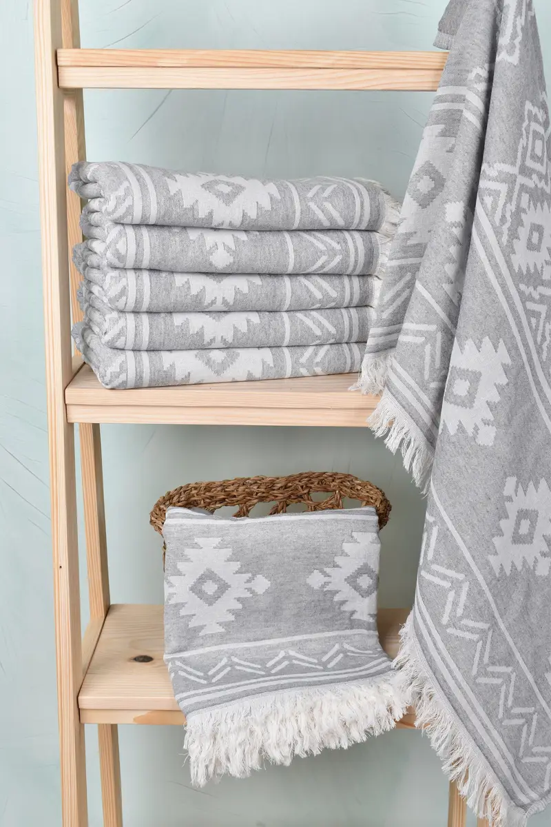 Anniversary Gift For Her, Custom Gift, Turkish Towel Bulk, Custom Name Towel, Handmade Gift, Lightweight towel, 74x40 Cotton Geometric Towel - 4