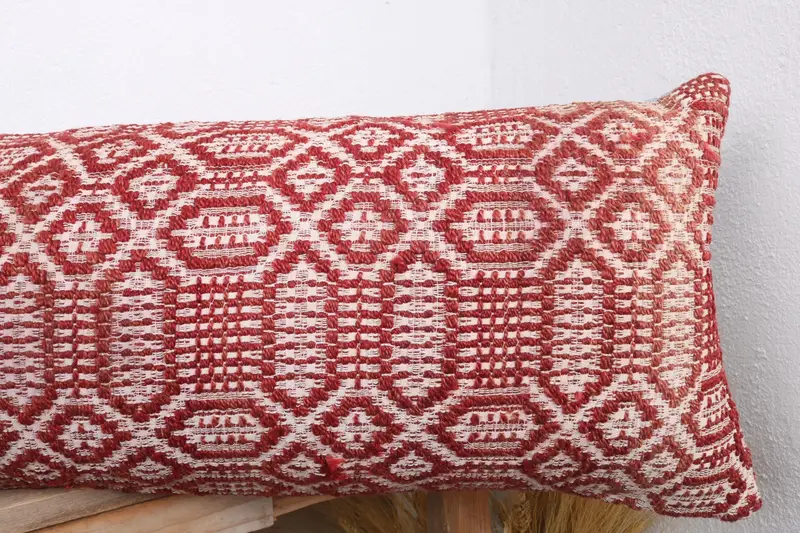 Interior Designer Pillow, Pillow, 12x43 Red Pillow Case, Decorative Bolster Pillow Cover, Vintage Kilim Throw Pillow, Indoor Pillow, Kilim Pillow - 5