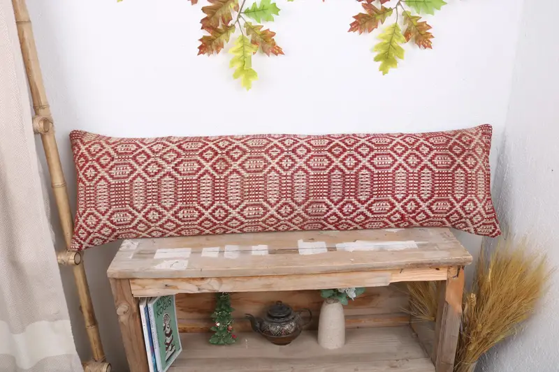 Interior Designer Pillow, Pillow, 12x43 Red Pillow Case, Decorative Bolster Pillow Cover, Vintage Kilim Throw Pillow, Indoor Pillow, Kilim Pillow - 1