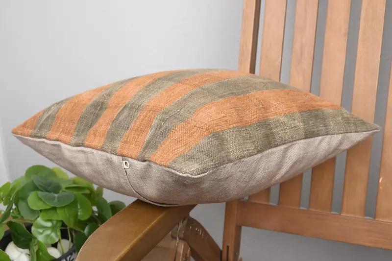 Turkish Kilim Pillow, 16x16 Orange Cushion Case, Home Decor Pillow, Cushion, Seat Pillow, Boho Pillow Sham Cover, Decorative Throw Pillow Case - 6
