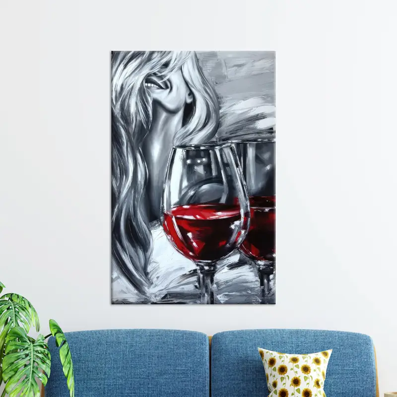 Elegante lienzo de mujer roja: arte vibrante para la habitación de la niña