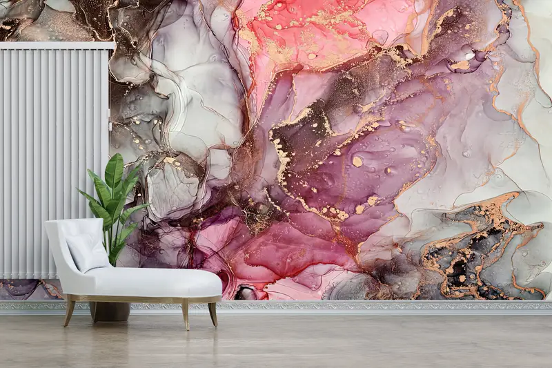 Sofistike Dekor için Zarif Baskılı Lüks Altın Mermer Duvar Kağıdı