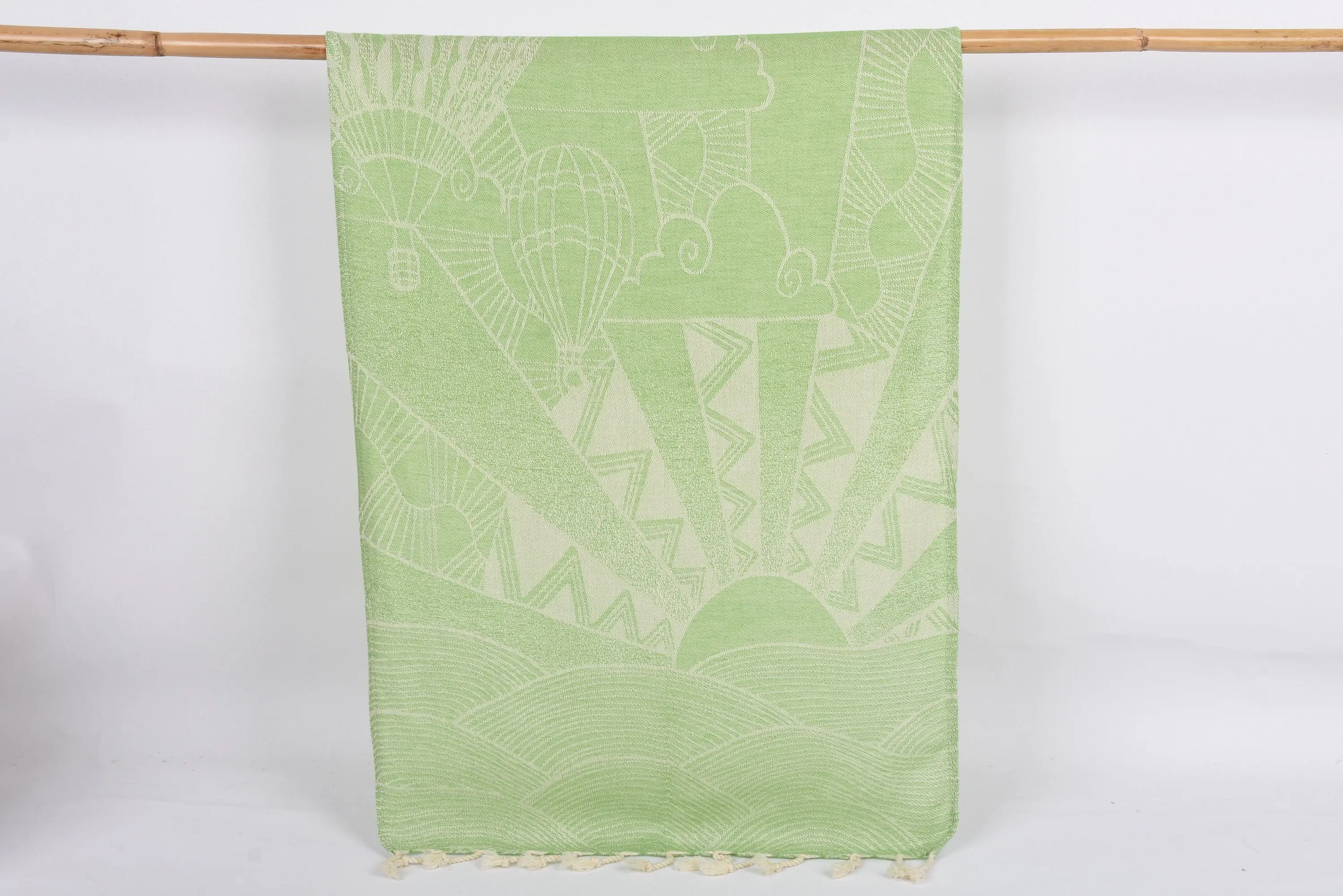 Monogrammed Hand Towel Green Cappadocia Design, 36x18 Inches - 1