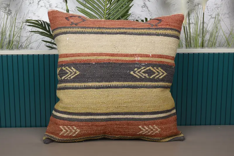 Rotes Southwestern besticktes Wurfkissen, 24x24 Vintage Dekor
