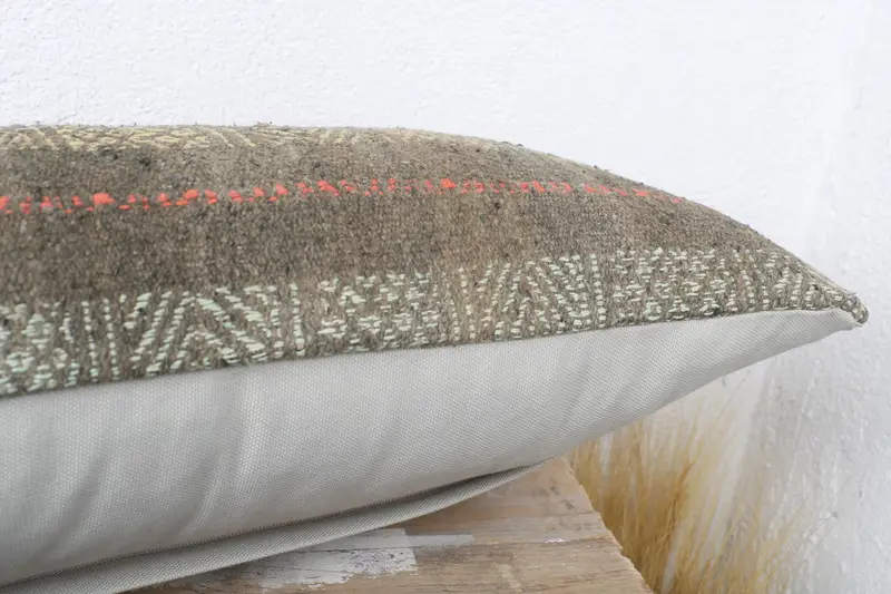 12x36 Bronze Cushion, Throw Kilim Pillow, Wool Kilim Pillow Pillow, Antique Pillows, Christmas Cushion Case, Ethnical Kilim Rug Pillow, Pillow - 6