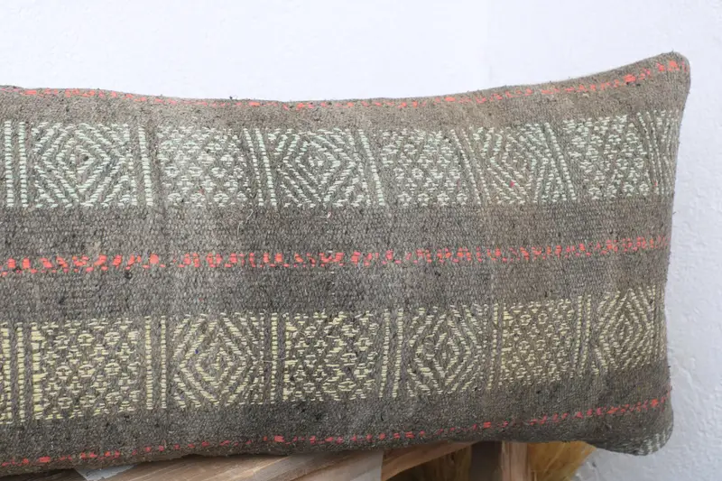 12x36 Bronze Cushion, Throw Kilim Pillow, Wool Kilim Pillow Pillow, Antique Pillows, Christmas Cushion Case, Ethnical Kilim Rug Pillow, Pillow - 5