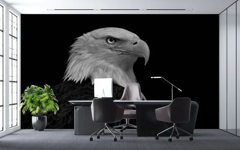 3d Wall Paper,Wall Paper Peel and Stick,Eagle Photo Print,Bright Wall Paper,Majestic Bald Eagle Wall Print,Loft Mural, - 3