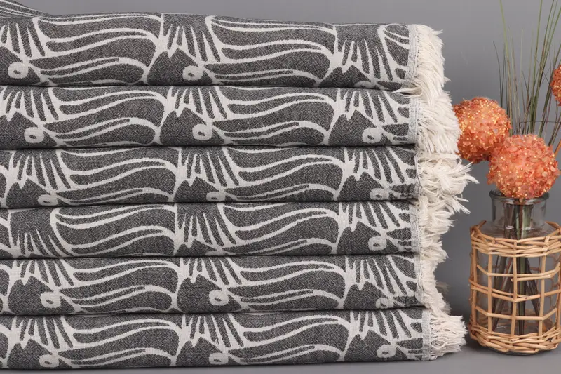 Wedding Gifts Towel, Beach towel, Mother Of The Groom Gift, Lightweight Turkish towel, Embroidered Turkish Towel, 70x36 Cotton Fish Design Towel - 3