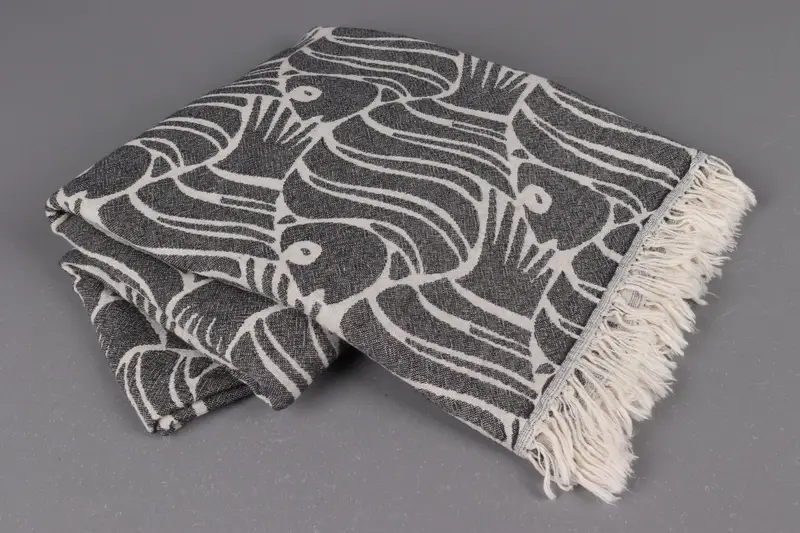 Wedding Gifts Towel, Beach towel, Mother Of The Groom Gift, Lightweight Turkish towel, Embroidered Turkish Towel, 70x36 Cotton Fish Design Towel - 8