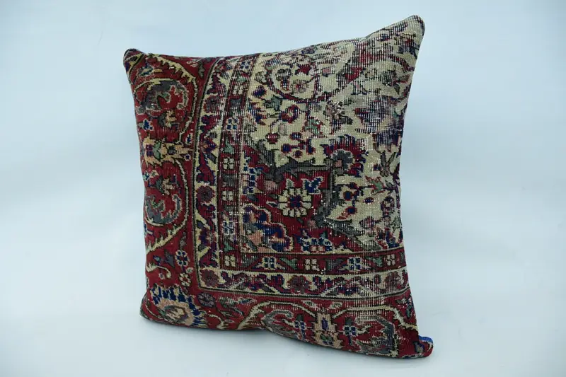 Retro Throw Pillow Case, Vintage Kilim Throw Pillow, Ethnical Kilim Rug Pillow, Home Decor Pillow, Pillow Sham, 28x28 Red Cushion Case - 3