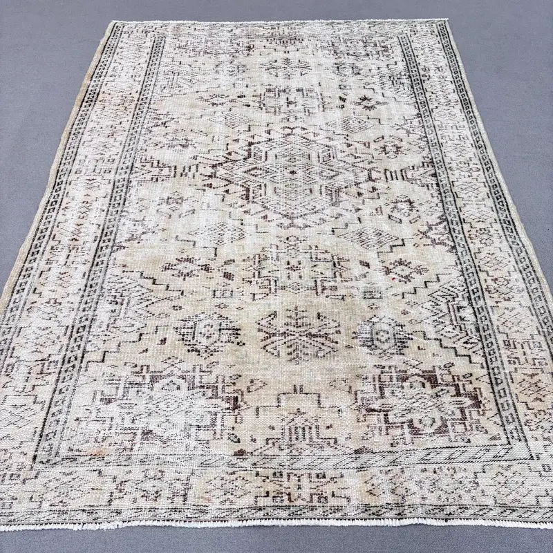 Alfombra del suroeste beige de 5,3x7,5 pies, elegante decoración del hogar