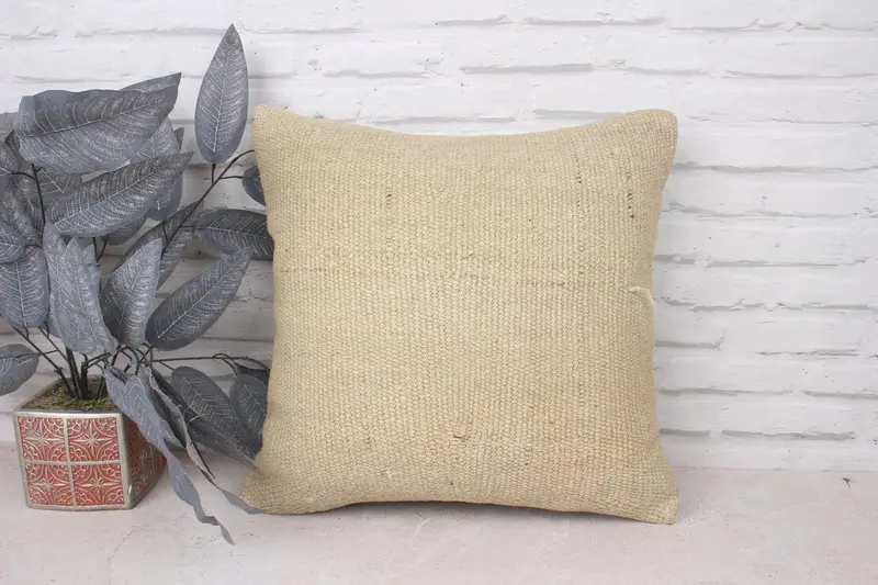 Anatolian Pillow Cover, Turkish Pillow, Cushion, Lounge Throw Pillow Case, Kilim Pillow Cover, 18x18 Beige Pillow Case, Throw Kilim Pillow - 1