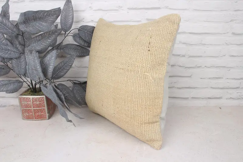 Anatolian Pillow Cover, Turkish Pillow, Cushion, Lounge Throw Pillow Case, Kilim Pillow Cover, 18x18 Beige Pillow Case, Throw Kilim Pillow - 4