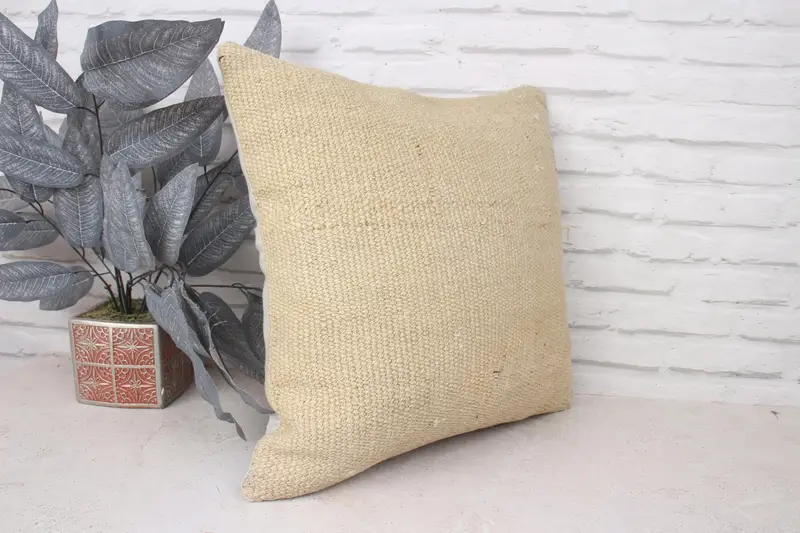 Anatolian Pillow Cover, Turkish Pillow, Cushion, Lounge Throw Pillow Case, Kilim Pillow Cover, 18x18 Beige Pillow Case, Throw Kilim Pillow - 3