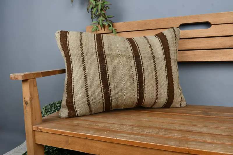 Aztec Cushion, Pillow for Couch, Interior Designer Pillow, Vintage Kilim Throw Pillow, Pillow, 16x24 Beige Pillow, Ethnic Throw Pillow Sham - 1