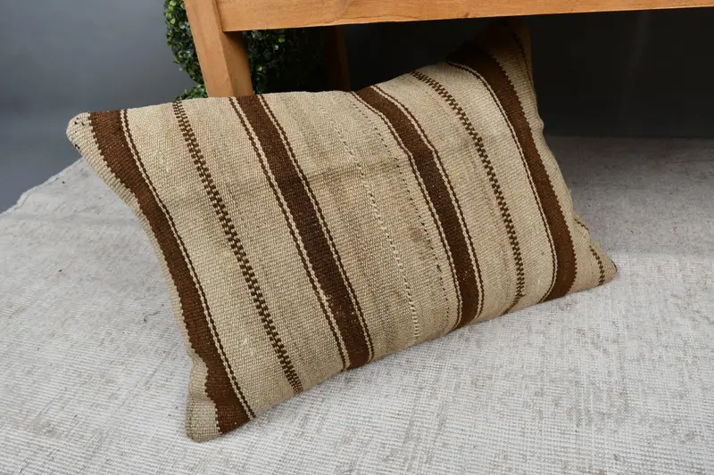 Aztec Cushion, Pillow for Couch, Interior Designer Pillow, Vintage Kilim Throw Pillow, Pillow, 16x24 Beige Pillow, Ethnic Throw Pillow Sham - 7