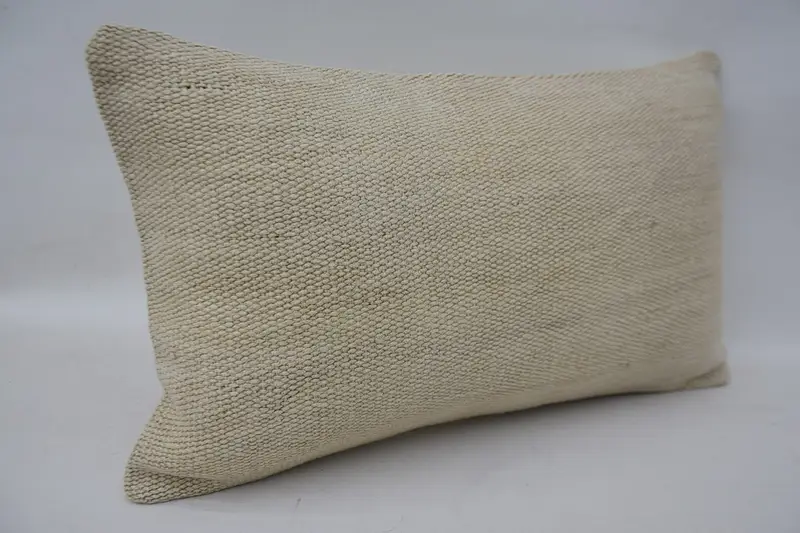 Throw Kilim Pillow, Kilim Cushion Sham, Meditation Cushion Cover, Gift Pillow, Aesthetic Pillow Cover, 12x20 Beige Cushion Case, Pillow Sham - 2