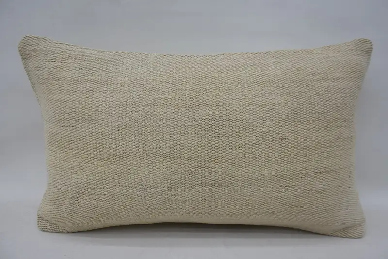 Throw Kilim Pillow, Kilim Cushion Sham, Meditation Cushion Cover, Gift Pillow, Aesthetic Pillow Cover, 12x20 Beige Cushion Case, Pillow Sham - 4