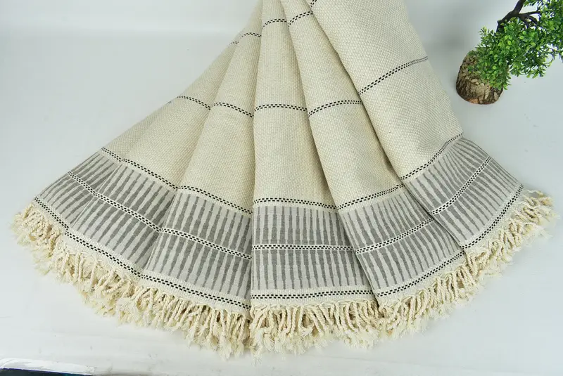 104x96 Cotton Striped Towel, Bedspread, Boyfriend Gift, Bachelorette Party Items, Turkish Tablecloth, Boho Throw Blankets, Woven Blanket - 4