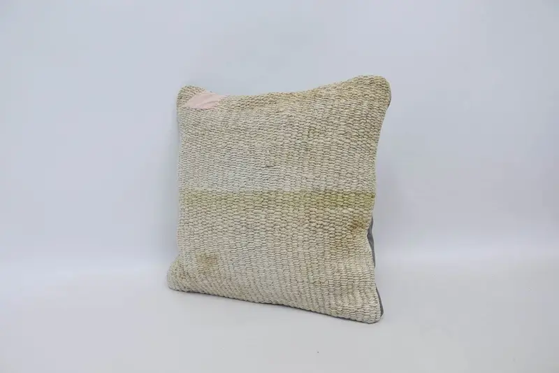 One Of A Kind Pillow, Pillow, 16x16 White Cushion Case, Home Decor Pillow, Kilim Cushion Sham, Vintage Pillow - 4
