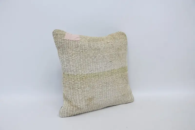 One Of A Kind Pillow, Pillow, 16x16 White Cushion Case, Home Decor Pillow, Kilim Cushion Sham, Vintage Pillow - 3
