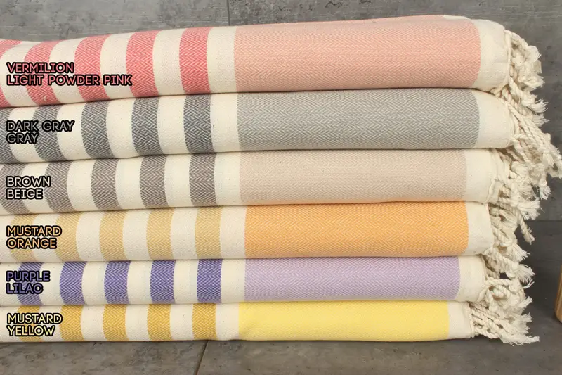 Striped Organic Cotton Towel Bath Towel Beige, 40x71 Inches