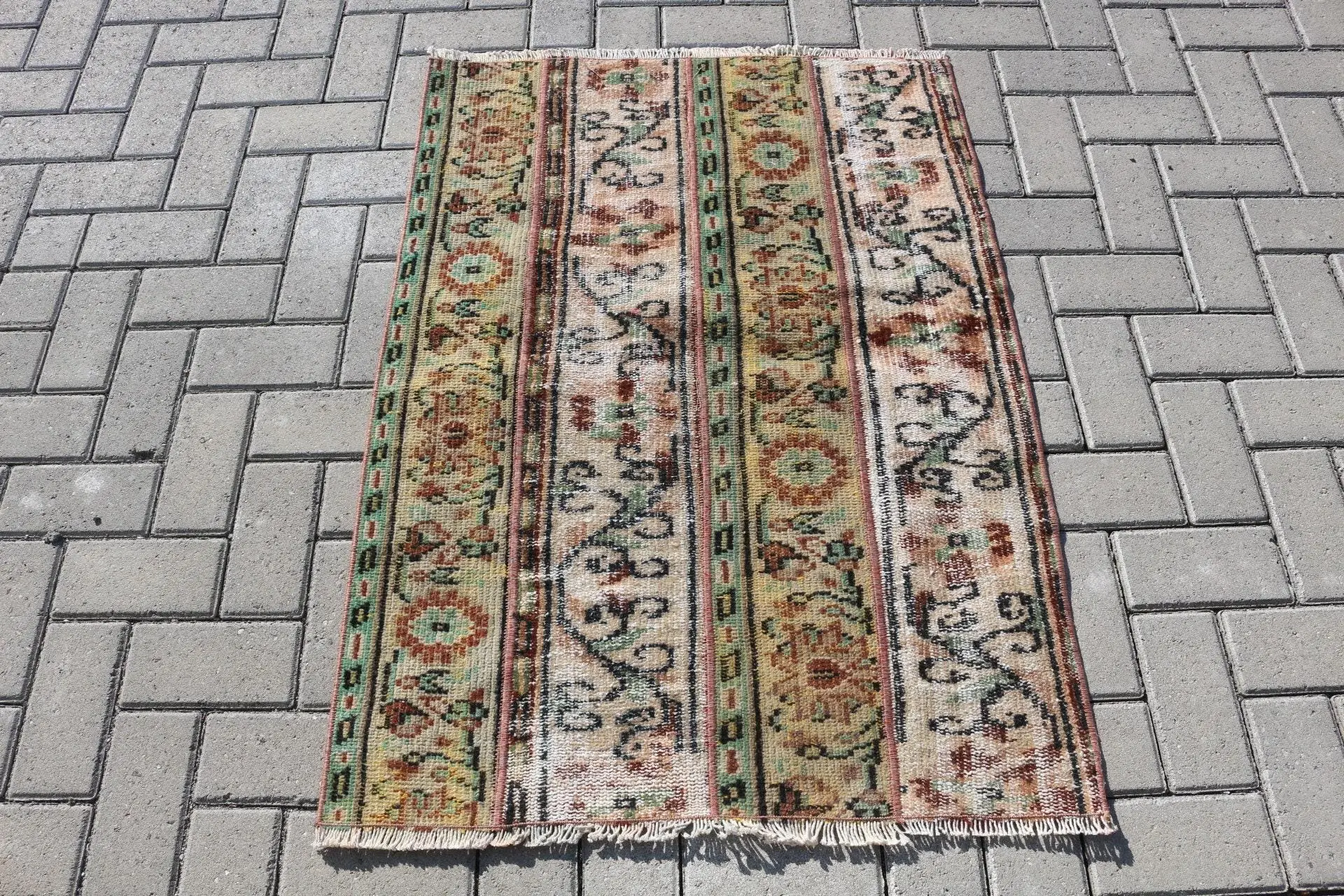 2.6x3.6 ft Vintage Turkish Rug, Small Rug, Brown Plants & trees Rug - 1