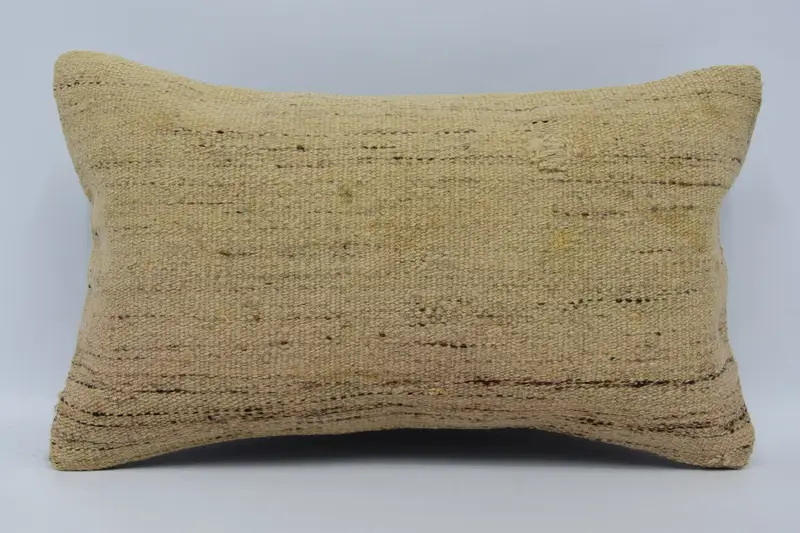 Plaid Turkish Beige Pillow Sham, 12x20 inch Patio Moroccan Baby Shower Gift Cushion Cover - 1
