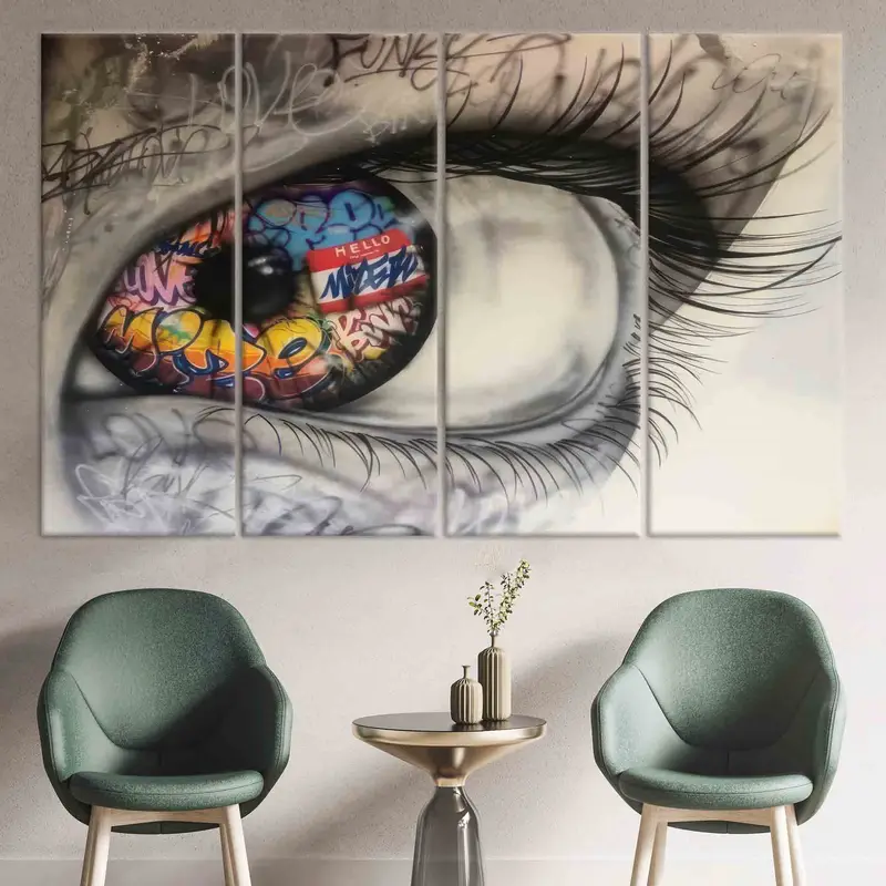 Eye Graffiti Wall Art, Abstract Eye Wall Decor, Graffiti Wall Art, Canvas Art, Large Canvas, Home Decor, Modern Wall Art, Living Room Decor, - 7