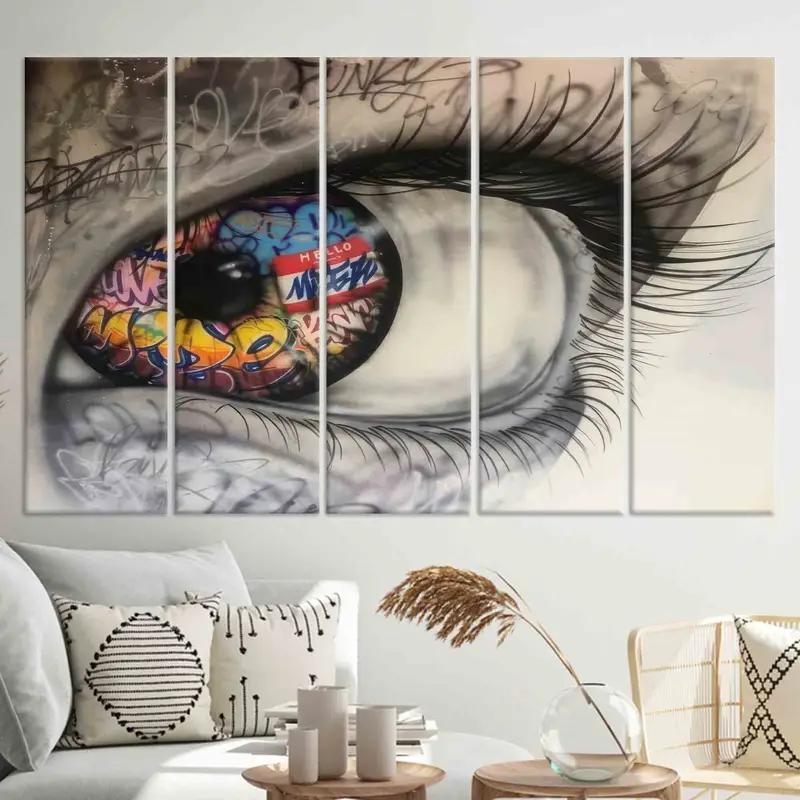 Eye Graffiti Wall Art, Abstract Eye Wall Decor, Graffiti Wall Art, Canvas Art, Large Canvas, Home Decor, Modern Wall Art, Living Room Decor, - 8