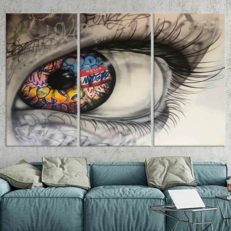 Eye Graffiti Wall Art, Abstract Eye Wall Decor, Graffiti Wall Art, Canvas Art, Large Canvas, Home Decor, Modern Wall Art, Living Room Decor, - 2