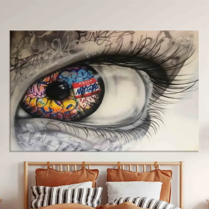 Eye Graffiti Wall Art, Abstract Eye Wall Decor, Graffiti Wall Art, Canvas Art, Large Canvas, Home Decor, Modern Wall Art, Living Room Decor, - 1