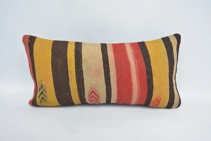 12x24 Brown Cushion Cover, Pillow, Shabby Chic Pillow Cover, Boho Pillow, Ethnic Throw Pillow, Pillow for Sofa, Kilim Cushion Sham - 1