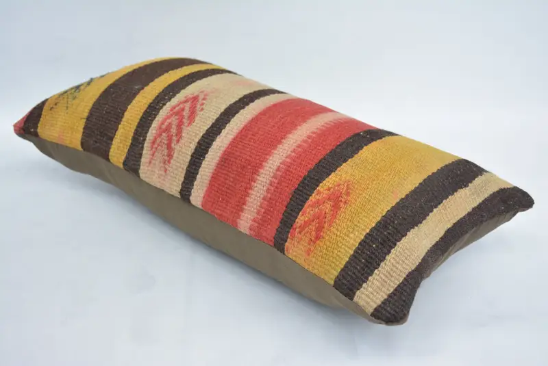 12x24 Brown Cushion Cover, Pillow, Shabby Chic Pillow Cover, Boho Pillow, Ethnic Throw Pillow, Pillow for Sofa, Kilim Cushion Sham - 6