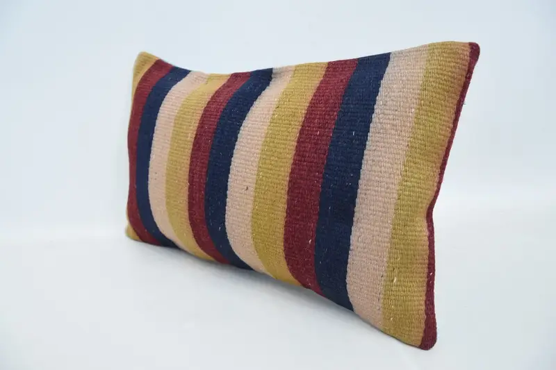 Aesthetic Cushion Cover, Kilim Pillow, Ethnical Kilim Rug Pillow, Chair Pillow Case, Pillow Cover, 12x20 Red Cushion Cover, Pillow for Couch - 4