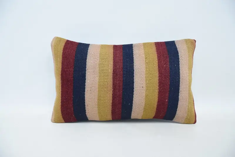 Aesthetic Cushion Cover, Kilim Pillow, Ethnical Kilim Rug Pillow, Chair Pillow Case, Pillow Cover, 12x20 Red Cushion Cover, Pillow for Couch - 1