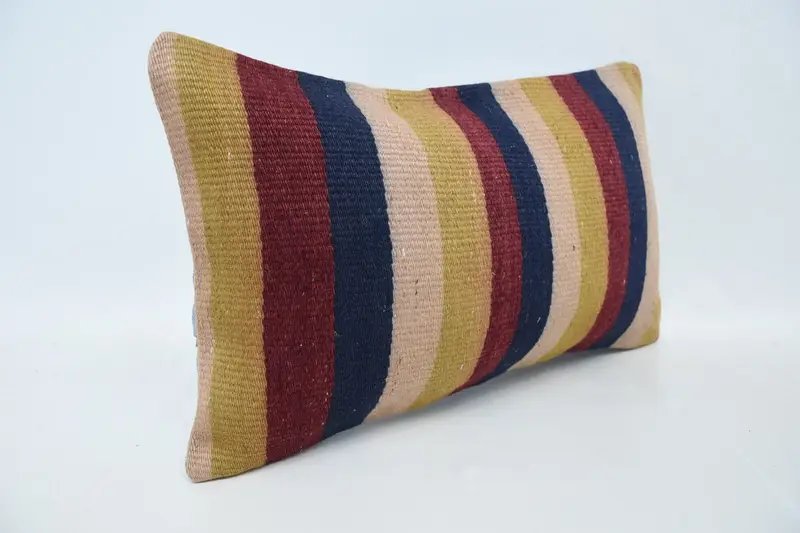 Aesthetic Cushion Cover, Kilim Pillow, Ethnical Kilim Rug Pillow, Chair Pillow Case, Pillow Cover, 12x20 Red Cushion Cover, Pillow for Couch - 3