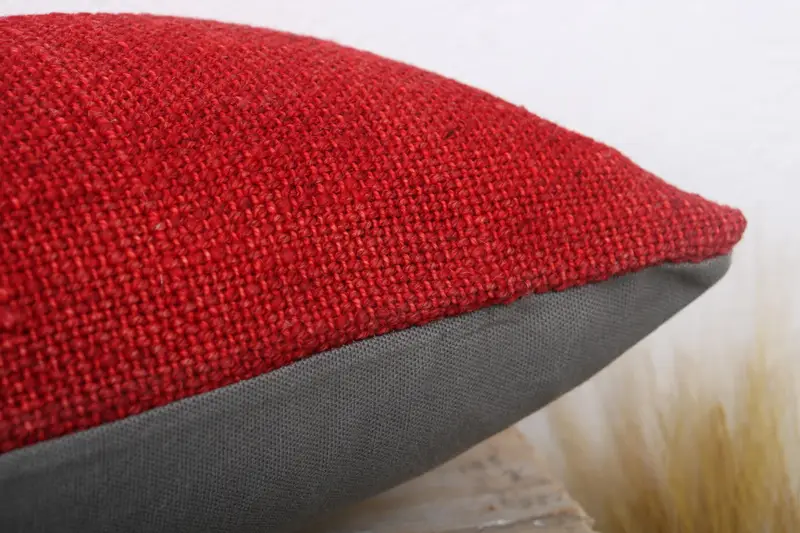 Pillow, Bolster Throw Cushion Case, Home Decor Pillow, 12x24 Red Cushion Case, Boho Pillow Sham Cover, Ethnical Kilim Rug Pillow - 6