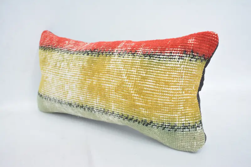 Pillow, 8x16 Yellow Cushion, Ethnic Throw Cushion Cover, Turkish Pillow, Handmade Kilim Cushion, Ethnical Kilim Rug Pillow, Outdoor Patio Cushion - 4