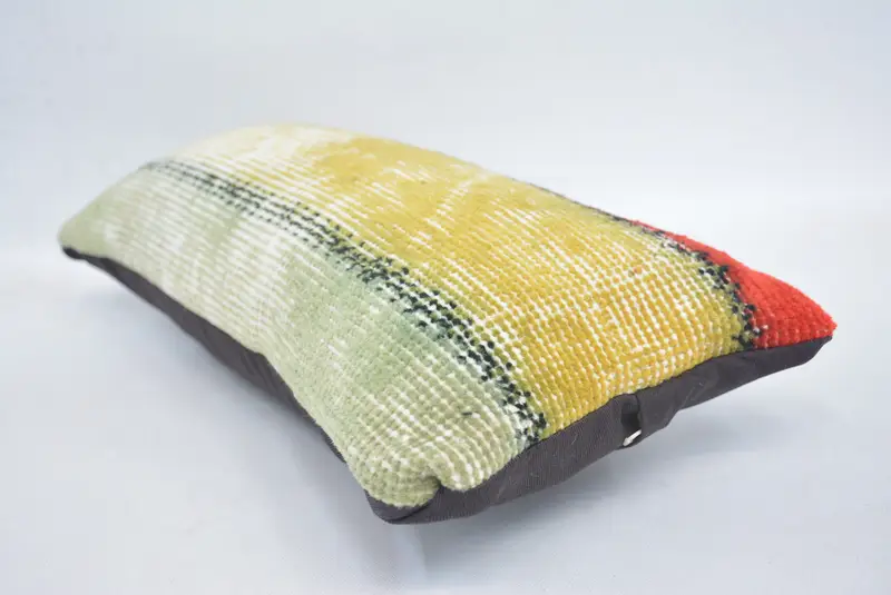 Pillow, 8x16 Yellow Cushion, Ethnic Throw Cushion Cover, Turkish Pillow, Handmade Kilim Cushion, Ethnical Kilim Rug Pillow, Outdoor Patio Cushion - 6