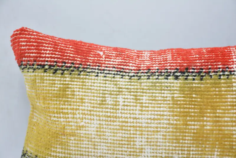 Pillow, 8x16 Yellow Cushion, Ethnic Throw Cushion Cover, Turkish Pillow, Handmade Kilim Cushion, Ethnical Kilim Rug Pillow, Outdoor Patio Cushion - 2